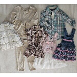 Lot Of 7 Girls 3T Shirts Overall Skirt Pants